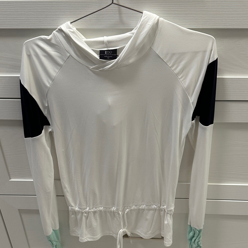 Splits59 Women's White and Black Drawstring Hoodie